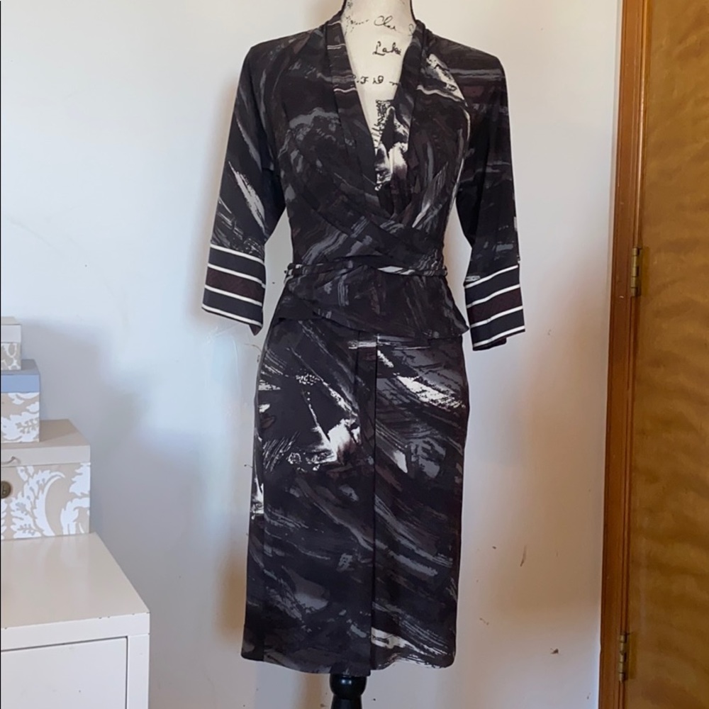 BCBG Gray and Black Dress